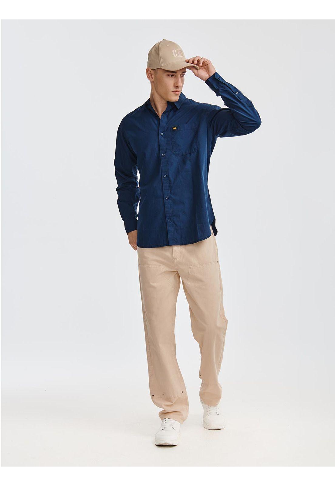 Camisa Manga LargaCasual Fundation Hombre Azul-0