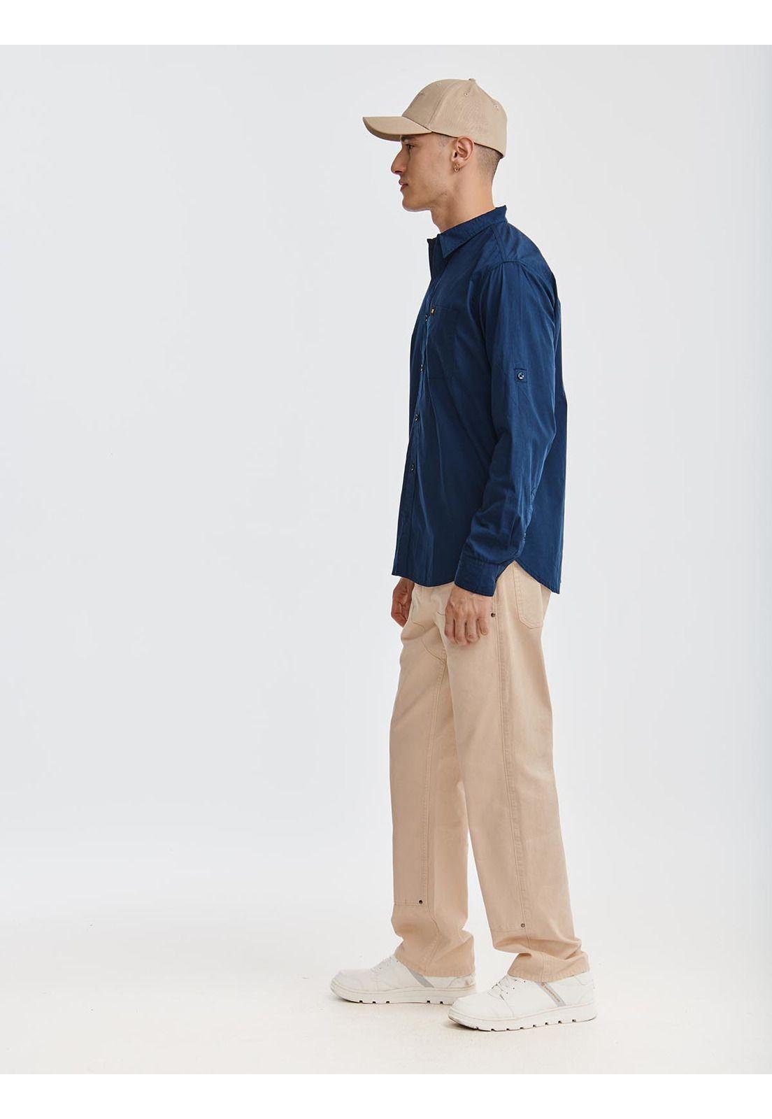 Camisa Manga LargaCasual Fundation Hombre Azul-1