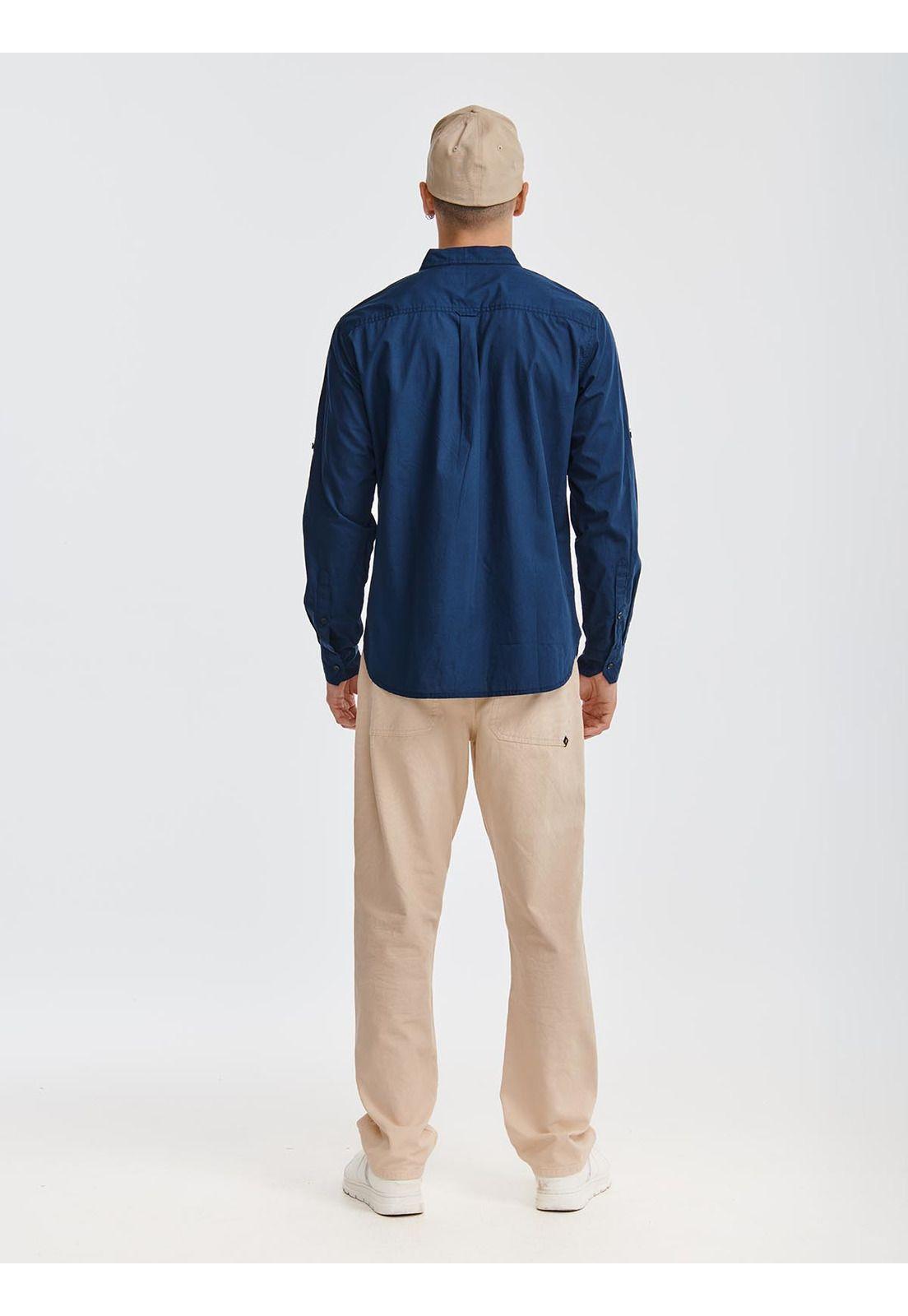 Camisa Manga LargaCasual Fundation Hombre Azul-3