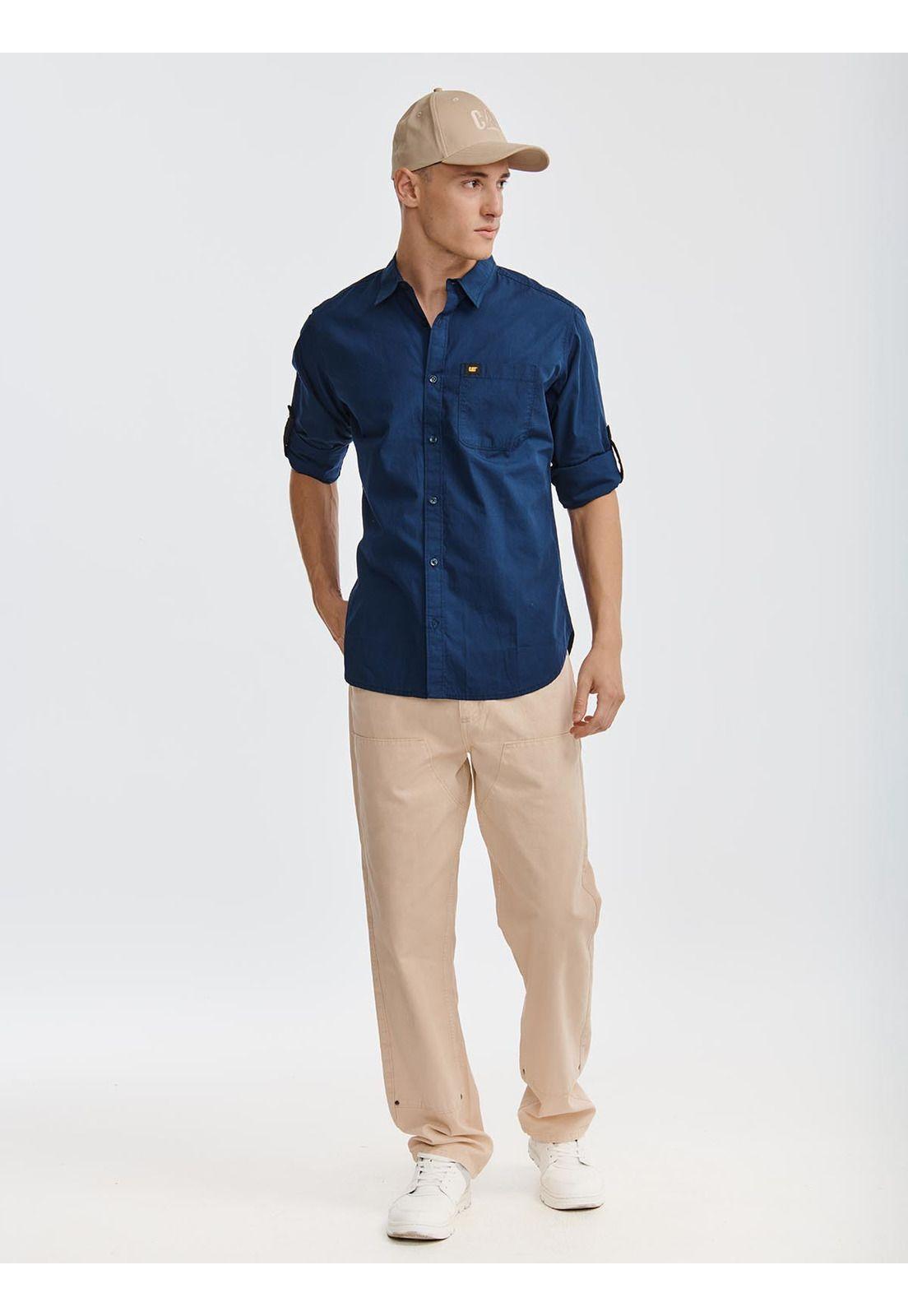 Camisa Manga LargaCasual Fundation Hombre Azul-7