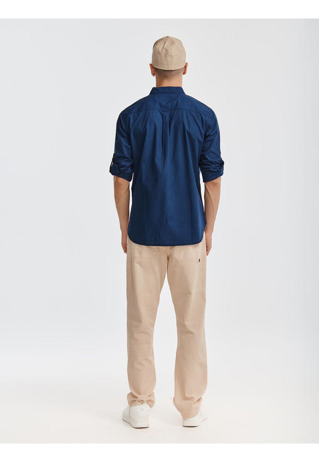 Camisa Manga LargaCasual Fundation Hombre Azul-8