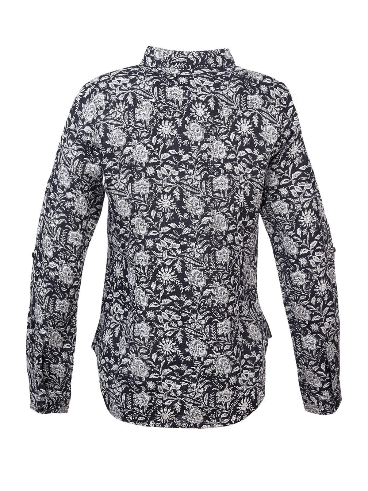 Blusa Lino Orgánico Lirioprint Gris Osc Mujer-3