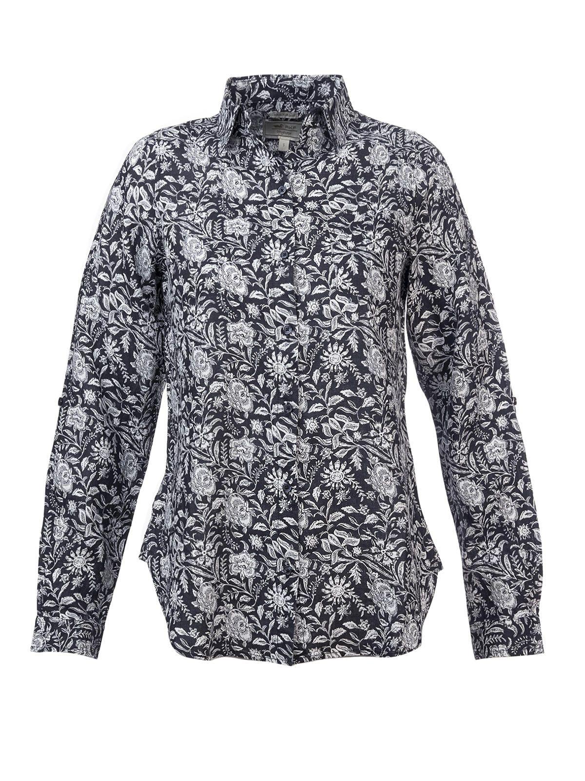 Blusa Lino Orgánico Lirioprint Gris Osc Mujer-1