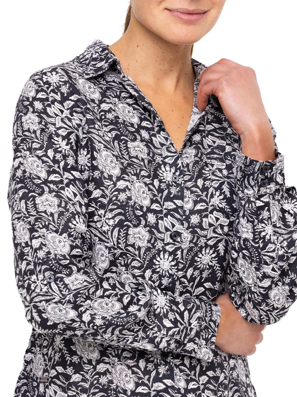 Blusa Lino Orgánico Lirioprint Gris Osc Mujer-6