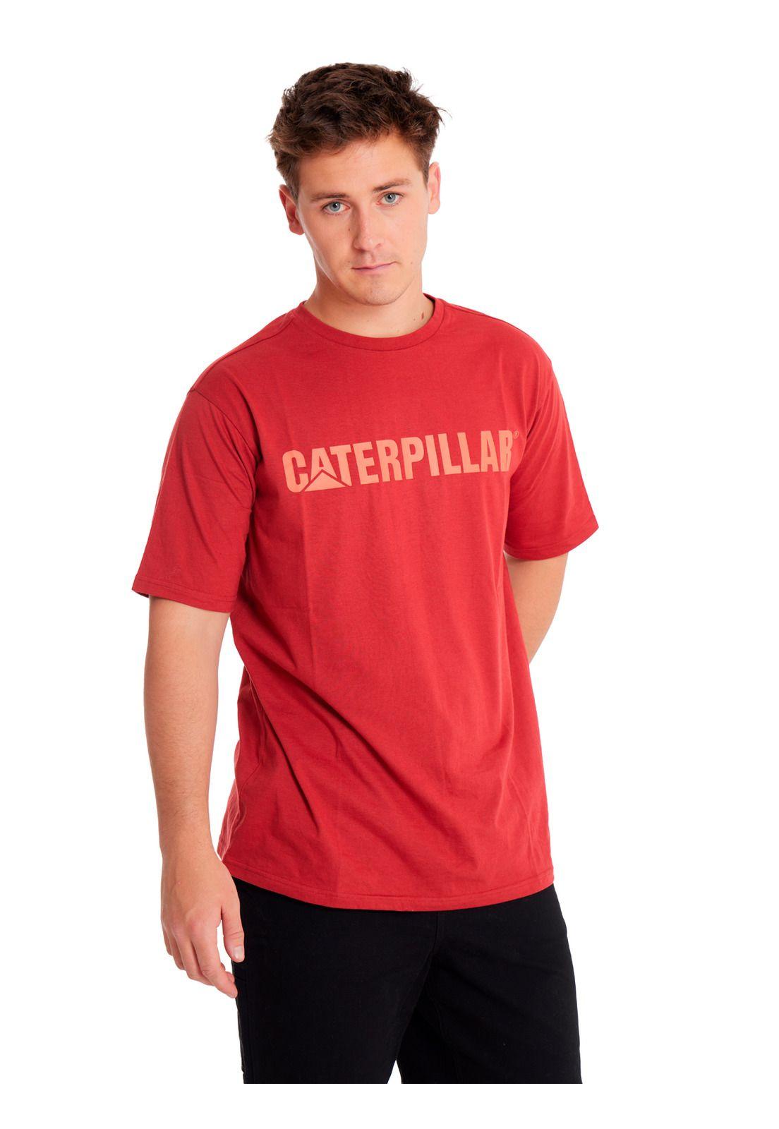 Polera Manga Corta Hombre Caterpillar Logo Tee Rojo-0