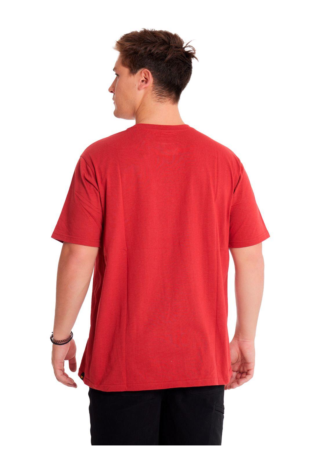 Polera Manga Corta Hombre Caterpillar Logo Tee Rojo-3