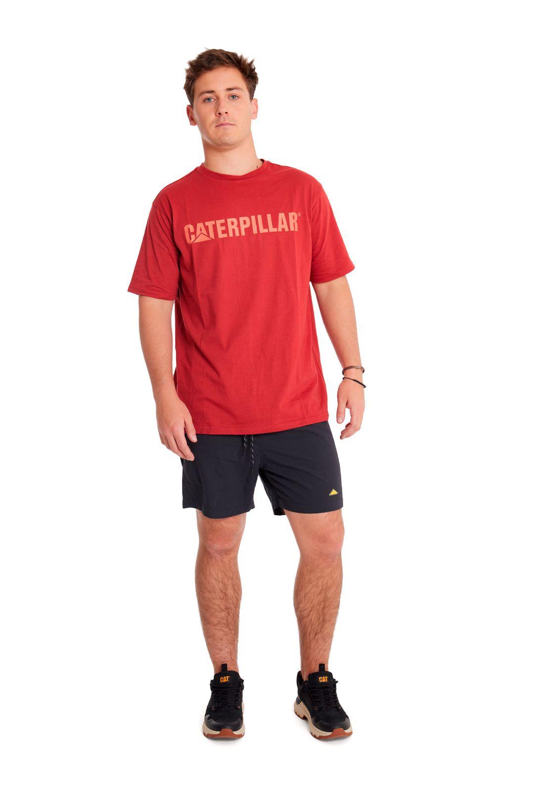 Polera Manga Corta Hombre Caterpillar Logo Tee Rojo-4