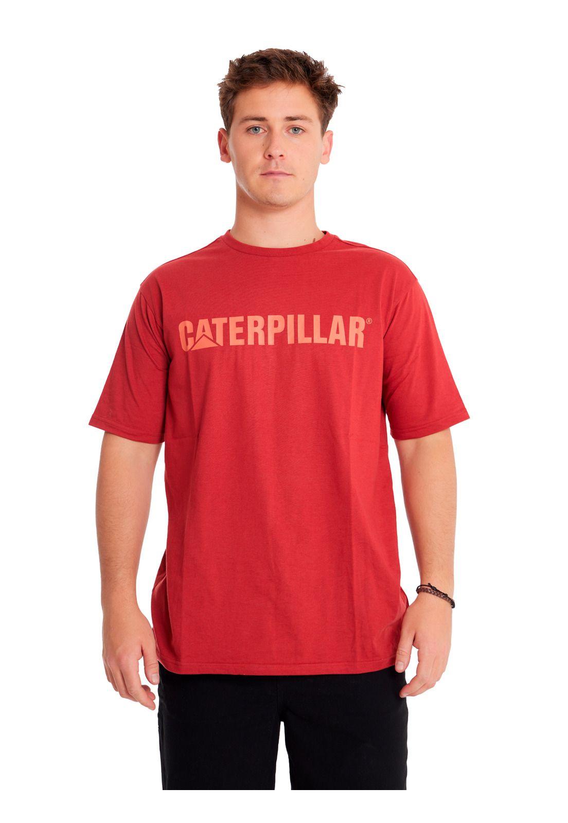 Polera Manga Corta Hombre Caterpillar Logo Tee Rojo-5
