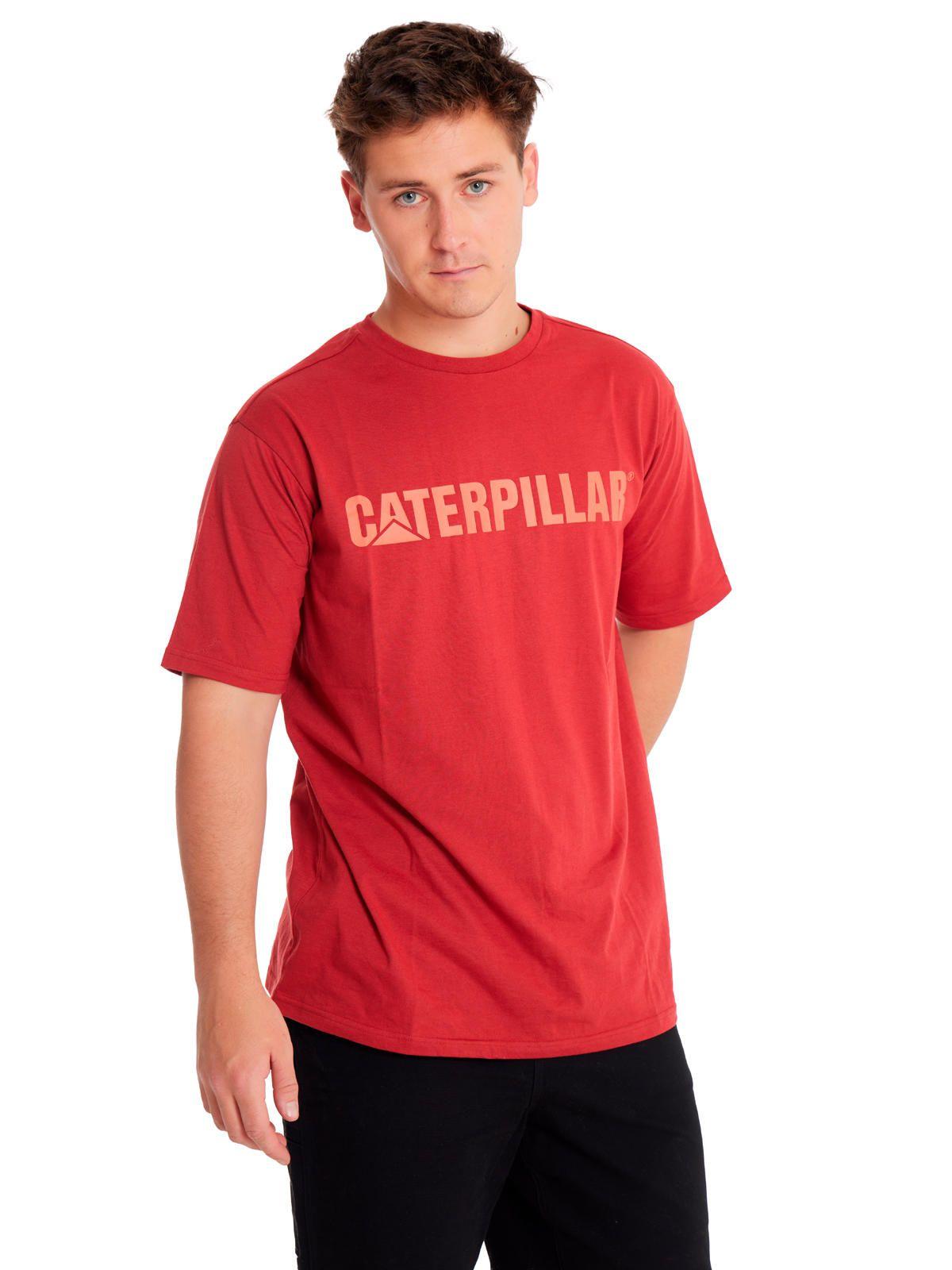 Polera Manga Corta Hombre Caterpillar Logo Tee Rojo-0