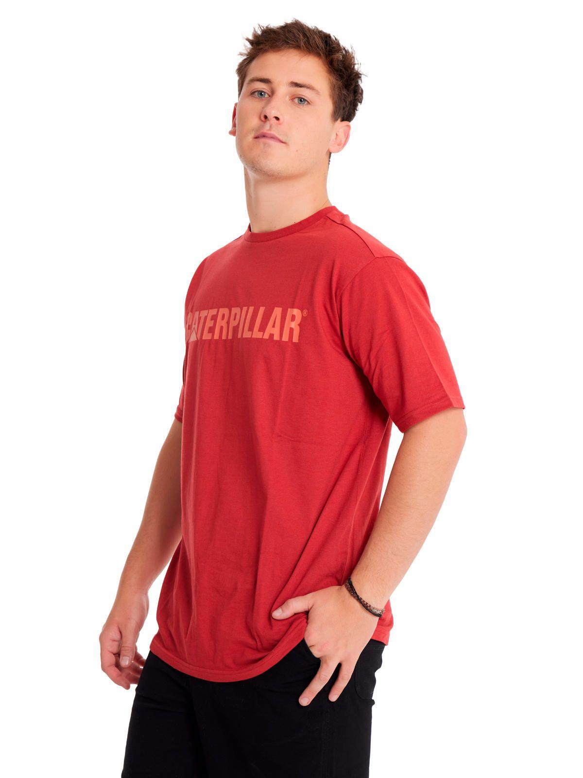 Polera Manga Corta Hombre Caterpillar Logo Tee Rojo-1