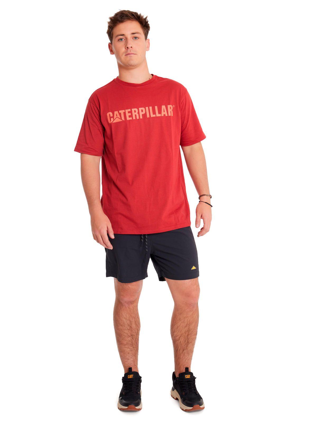 Polera Manga Corta Hombre Caterpillar Logo Tee Rojo-4