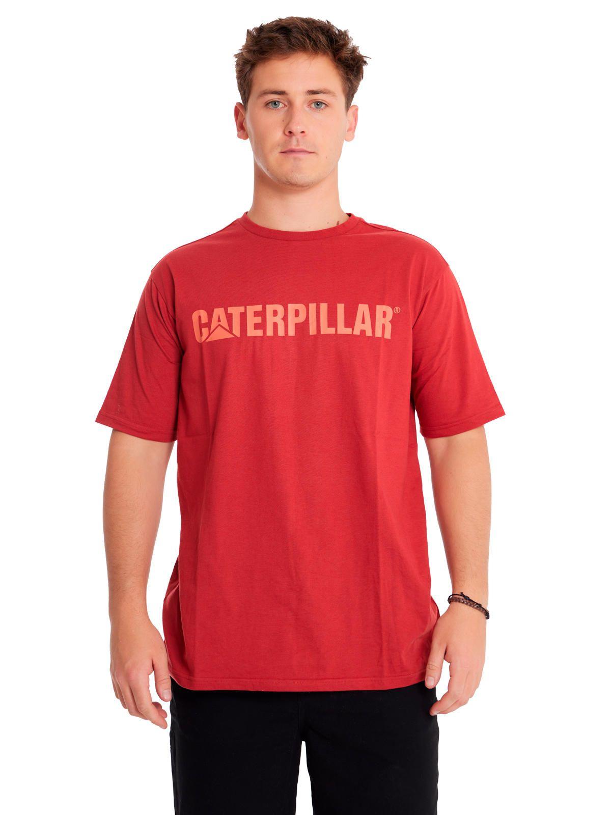 Polera Manga Corta Hombre Caterpillar Logo Tee Rojo-5