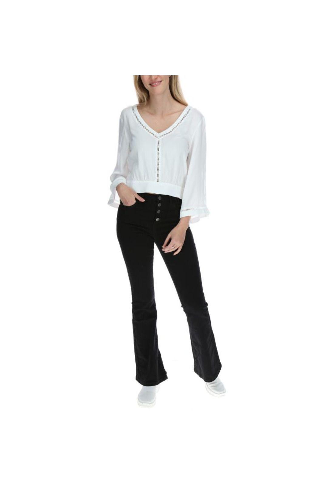 Blusa Ml Mujer Annie L/S Woven Top Blanco-4