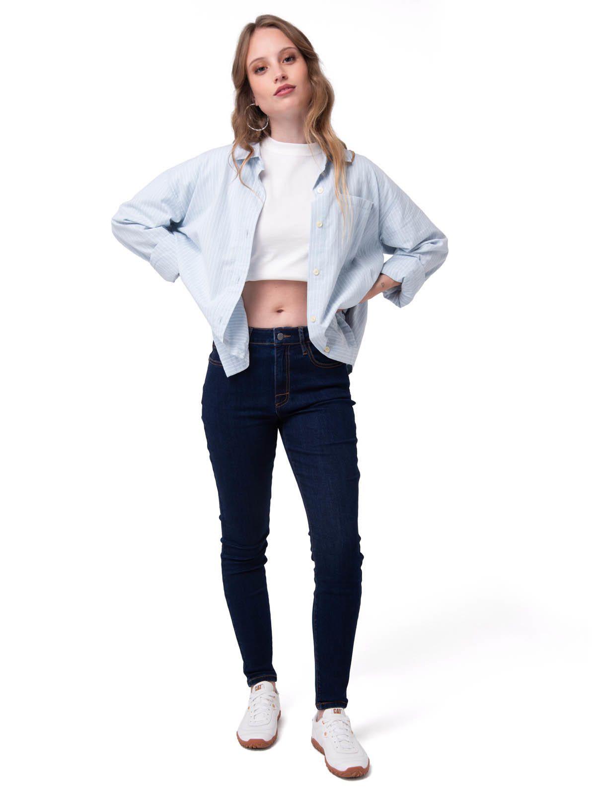 Jeans Stretch Mujer Mid-Rise Azul Oscuro-5