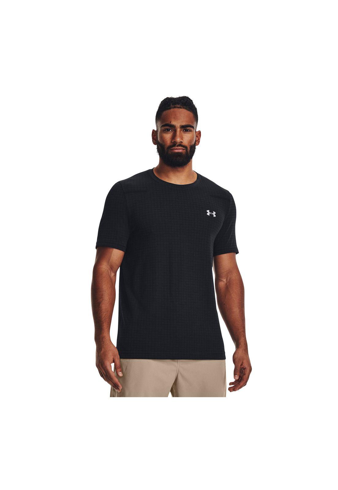 Polera M/C Training Seamless Grid Negro Hombre-0