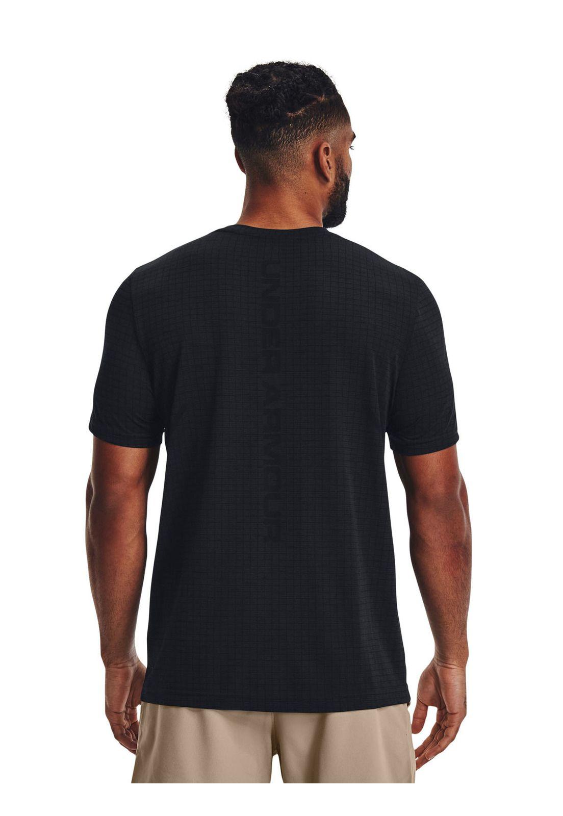 Polera M/C Training Seamless Grid Negro Hombre-4
