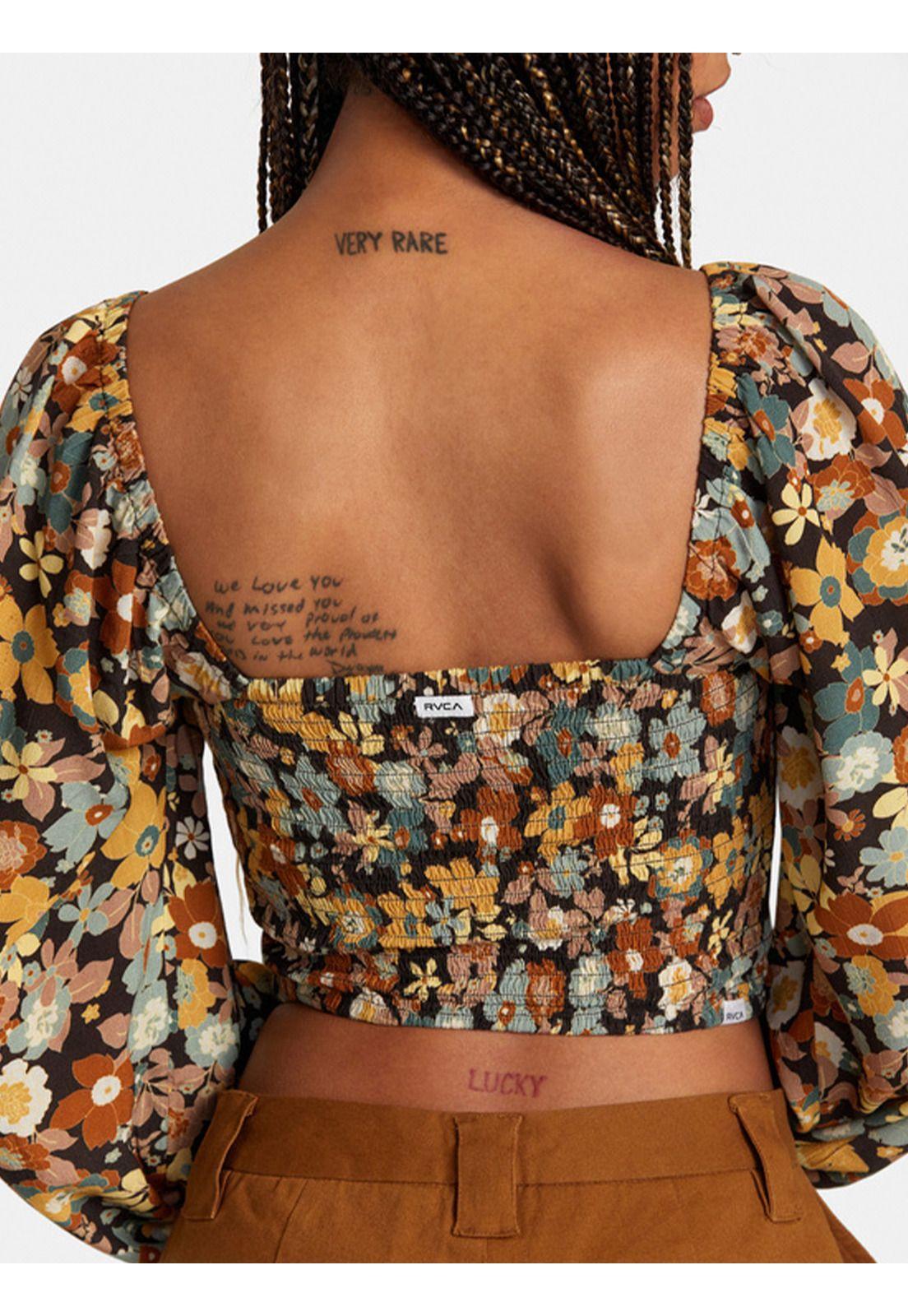 Blusa Manga Corta Mujer Saint Top Flower Café-6