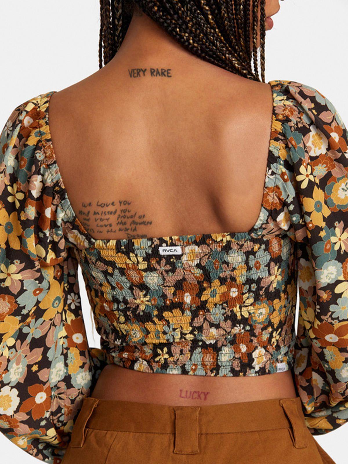 Blusa Manga Corta Mujer Saint Top Flower Café-6