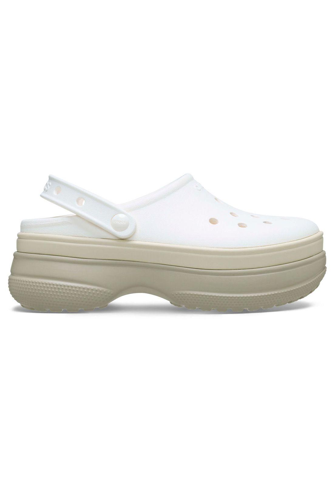 Zueco Crocs Mujer Platforma Stacked Clog Blanco-0