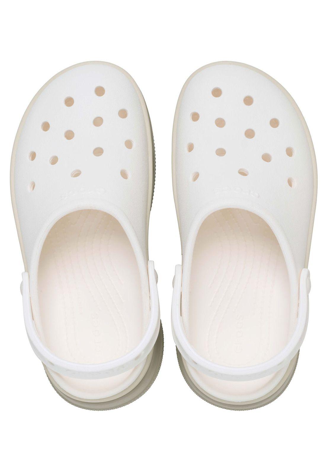 Zueco Crocs Mujer Platforma Stacked Clog Blanco-4