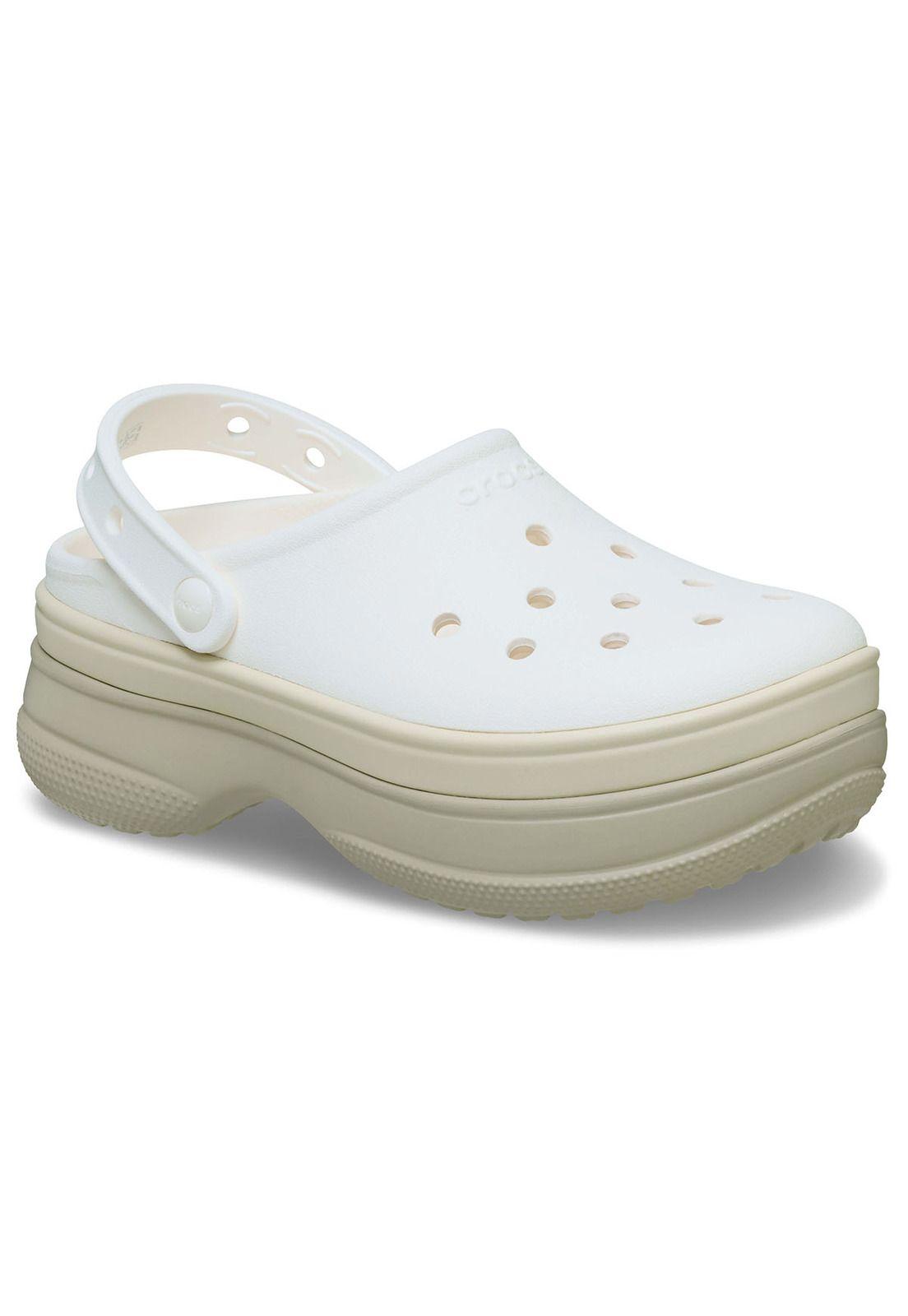 Zueco Crocs Mujer Platforma Stacked Clog Blanco-6