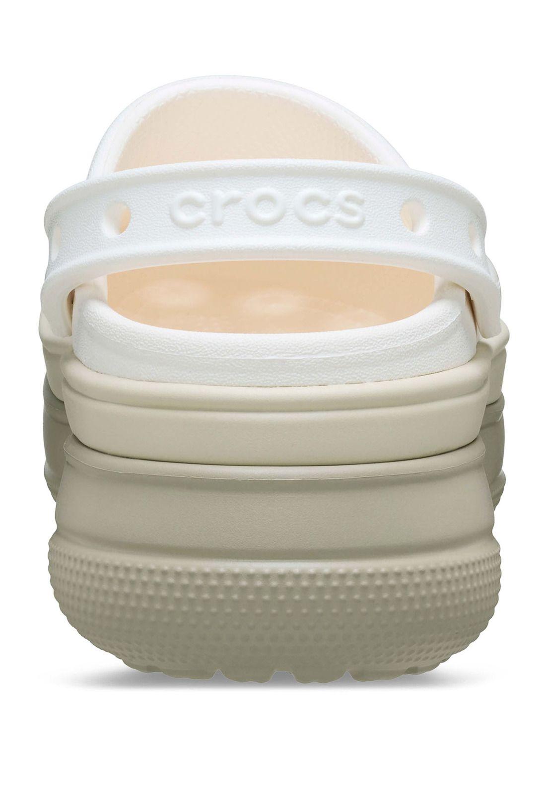 Zueco Crocs Mujer Platforma Stacked Clog Blanco-7