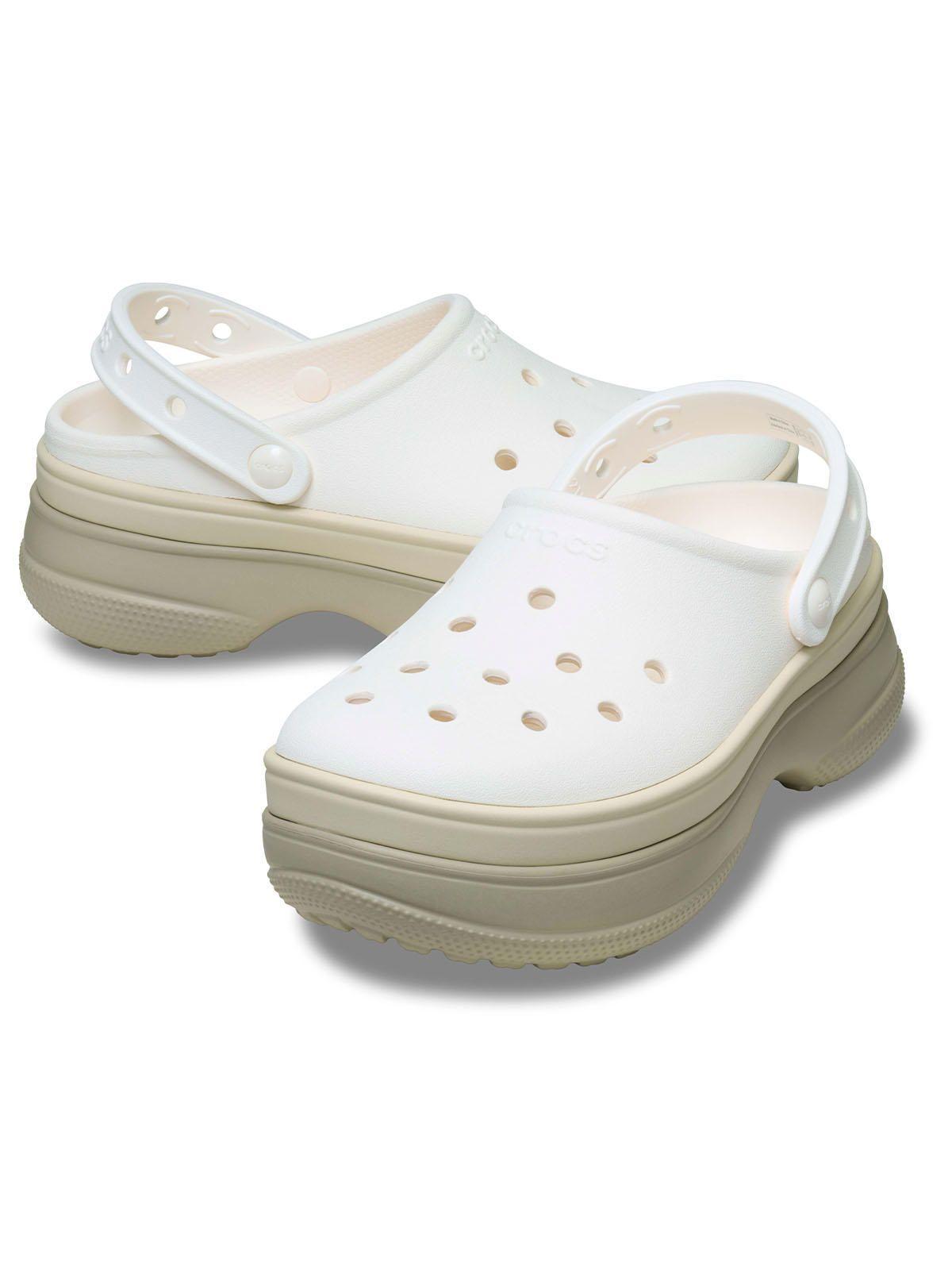 Zueco Crocs Mujer Platforma Stacked Clog Blanco-3