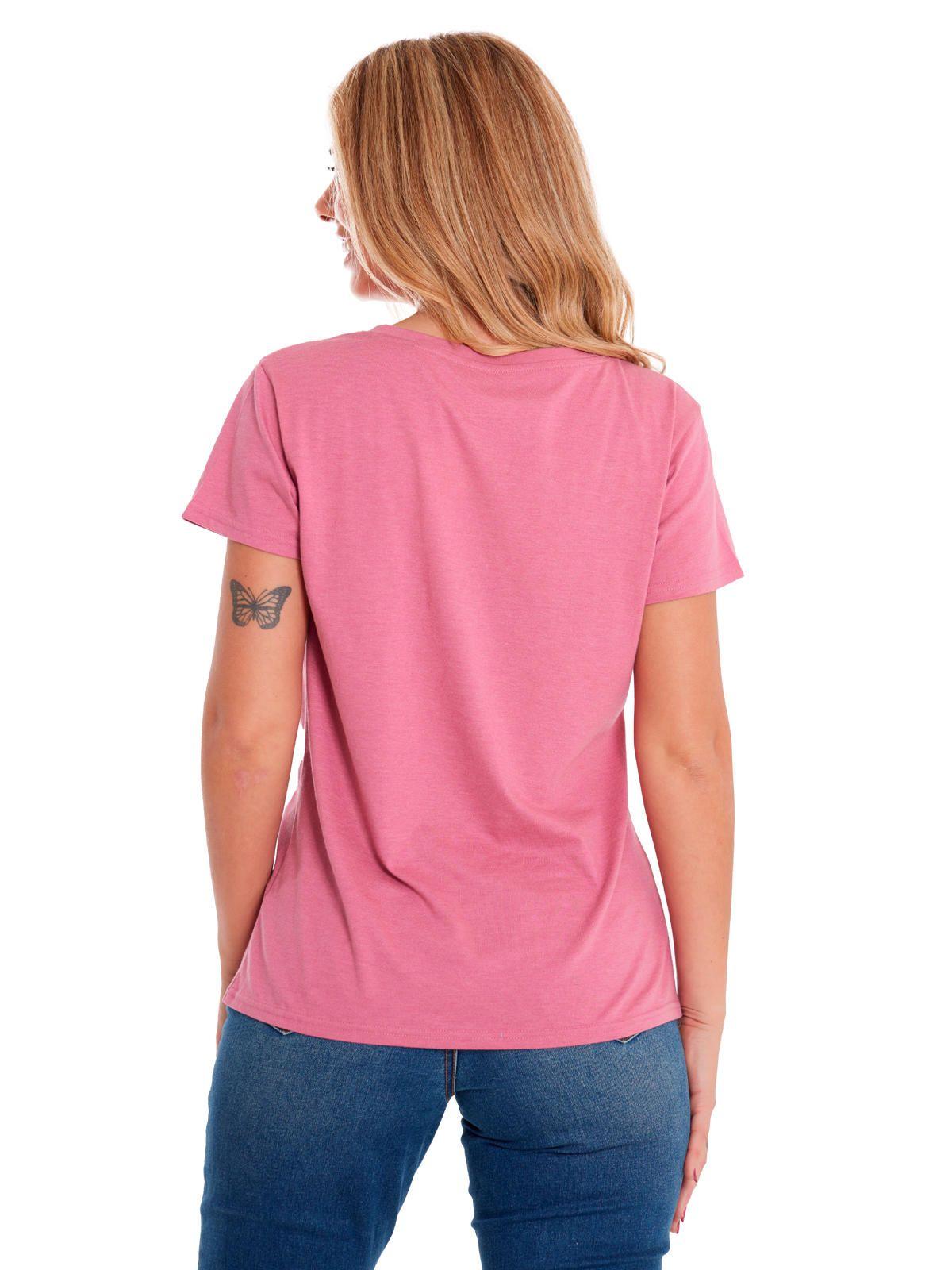 Polera Manga Corta Mujer W V-Neck Graphic1 Rosado-1
