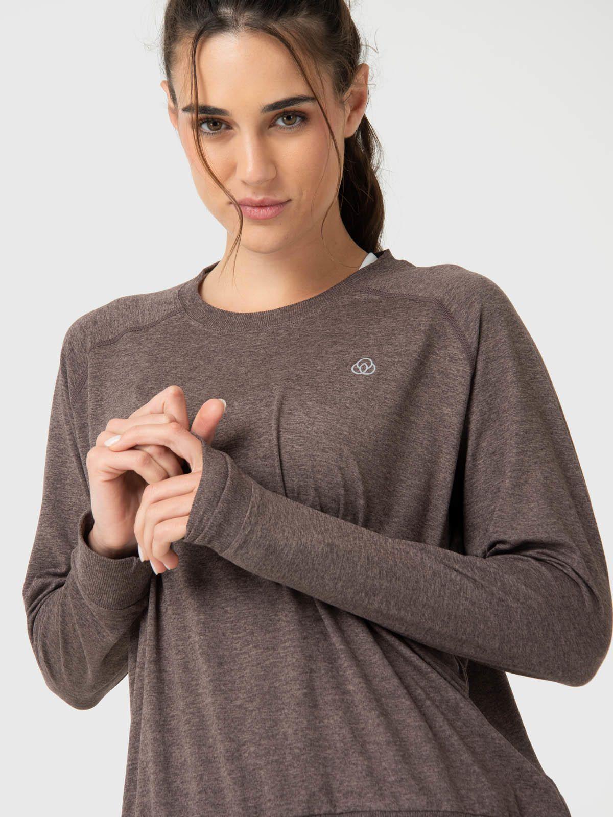 Polerón Mujer Crew Neck Café-4