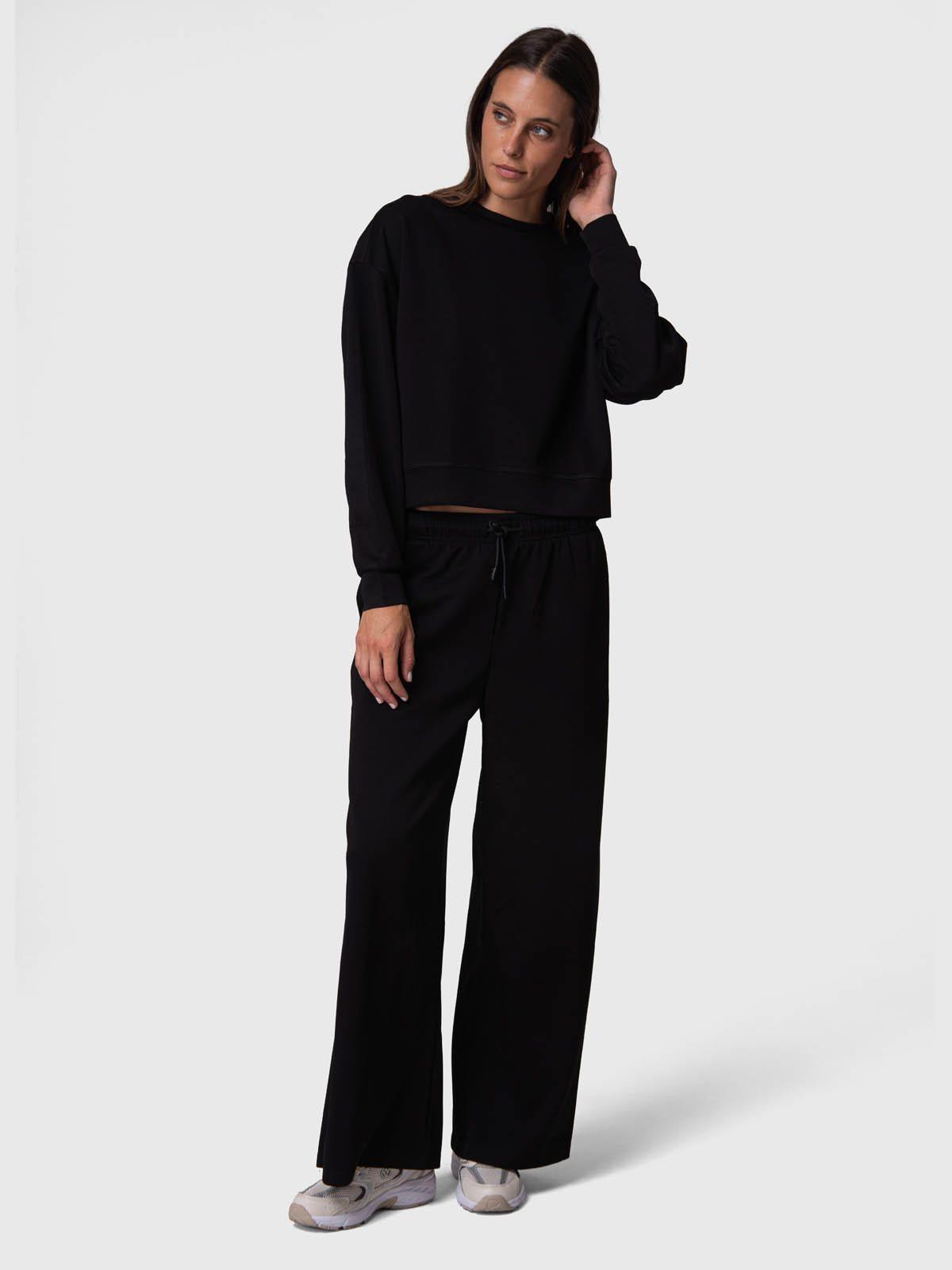 Pantalon Buzo Mujer Wide Leg Paz Rec Negro-1