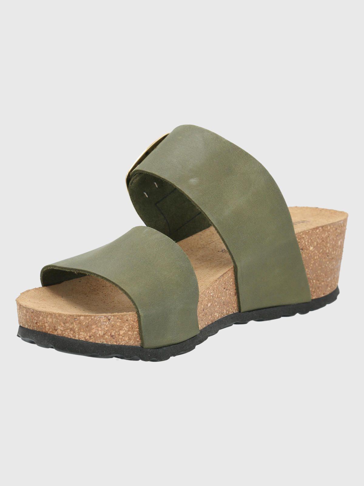 Sandalia Cuero Verde Militar Mujer Fusino -3