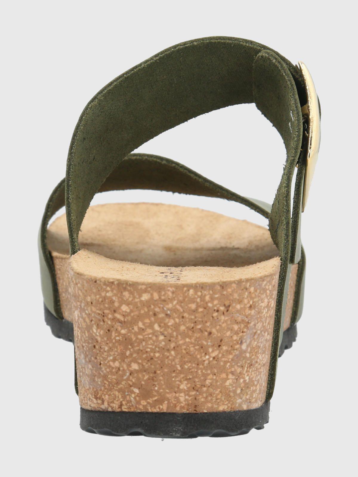 Sandalia Cuero Verde Militar Mujer Fusino -5