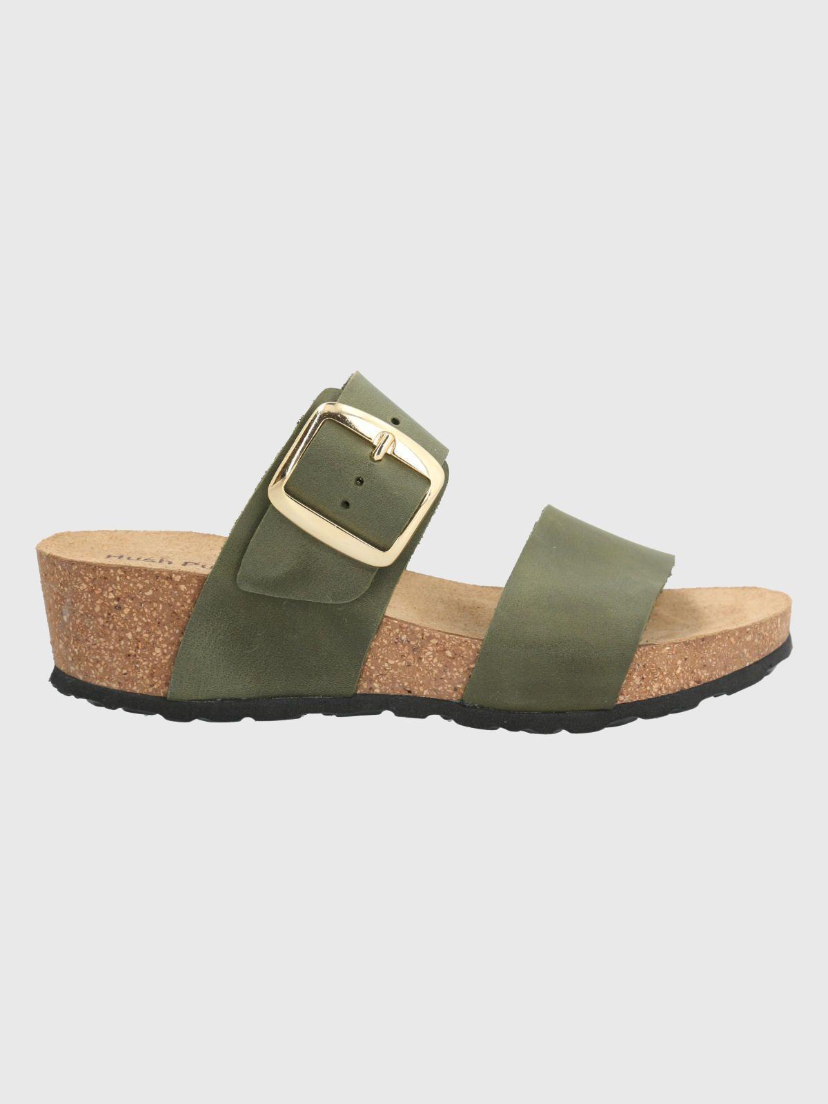 Sandalia Cuero Verde Militar Mujer Fusino -1