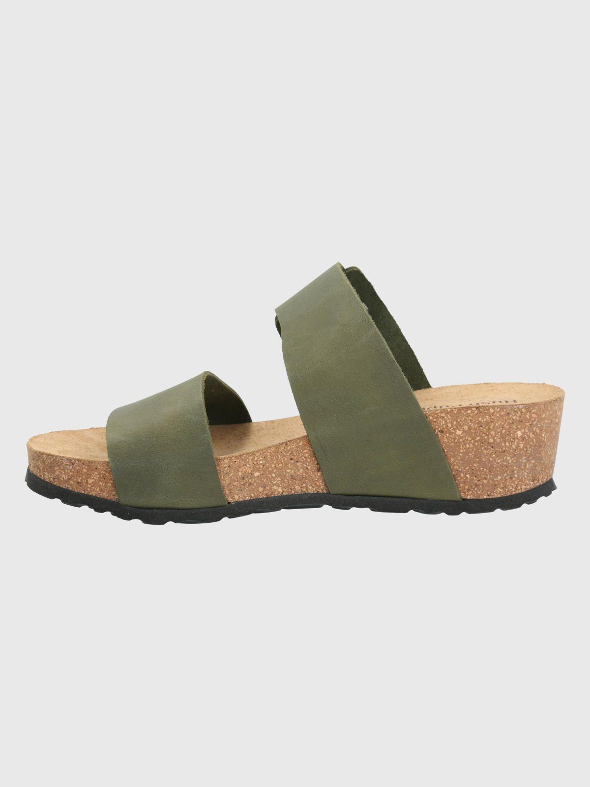 Sandalia Cuero Verde Militar Mujer Fusino -4