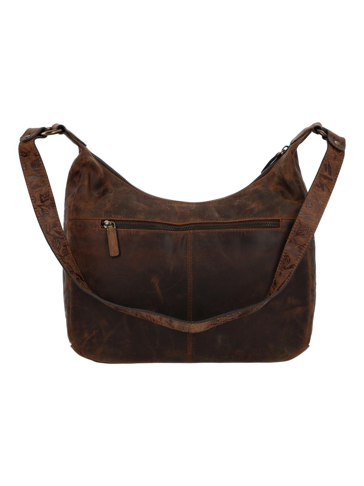 Cartera Cuero Mujer Oh Flowry Hobo Café-2