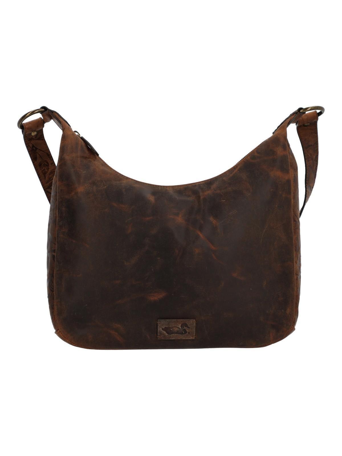 Cartera Cuero Mujer Oh Flowry Hobo Café-0