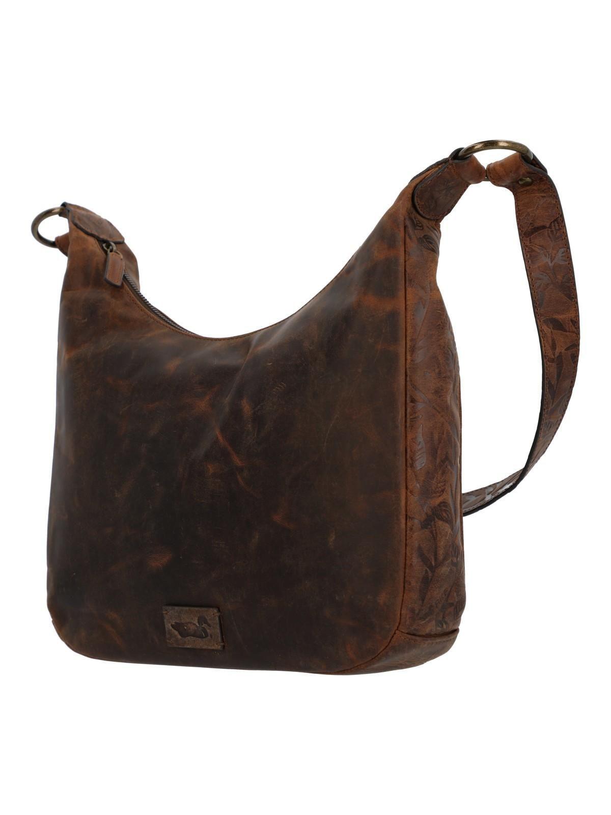 Cartera Cuero Mujer Oh Flowry Hobo Café-1