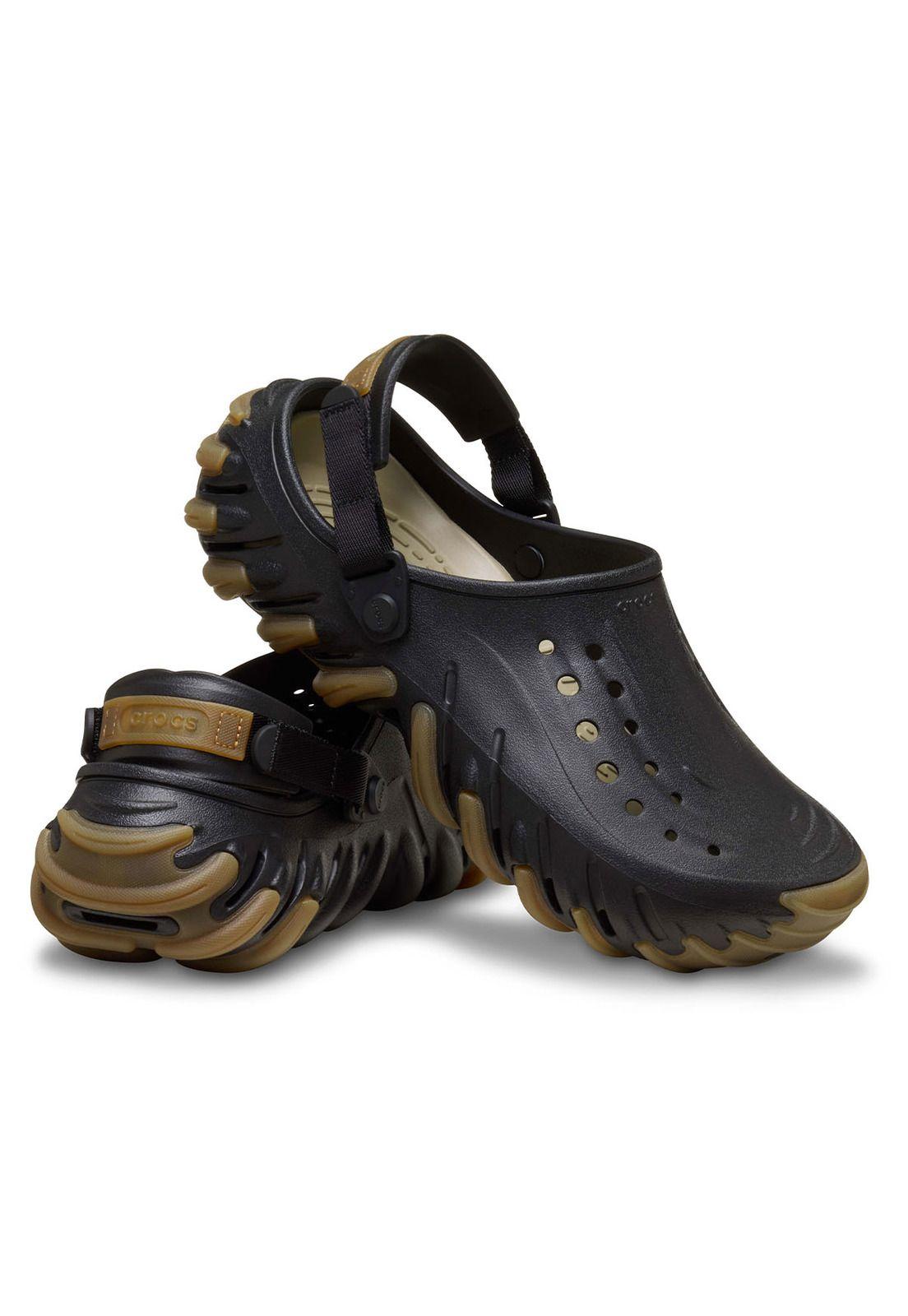 Zueco Crocs Hombre Echo Clog Negro Con Café-3