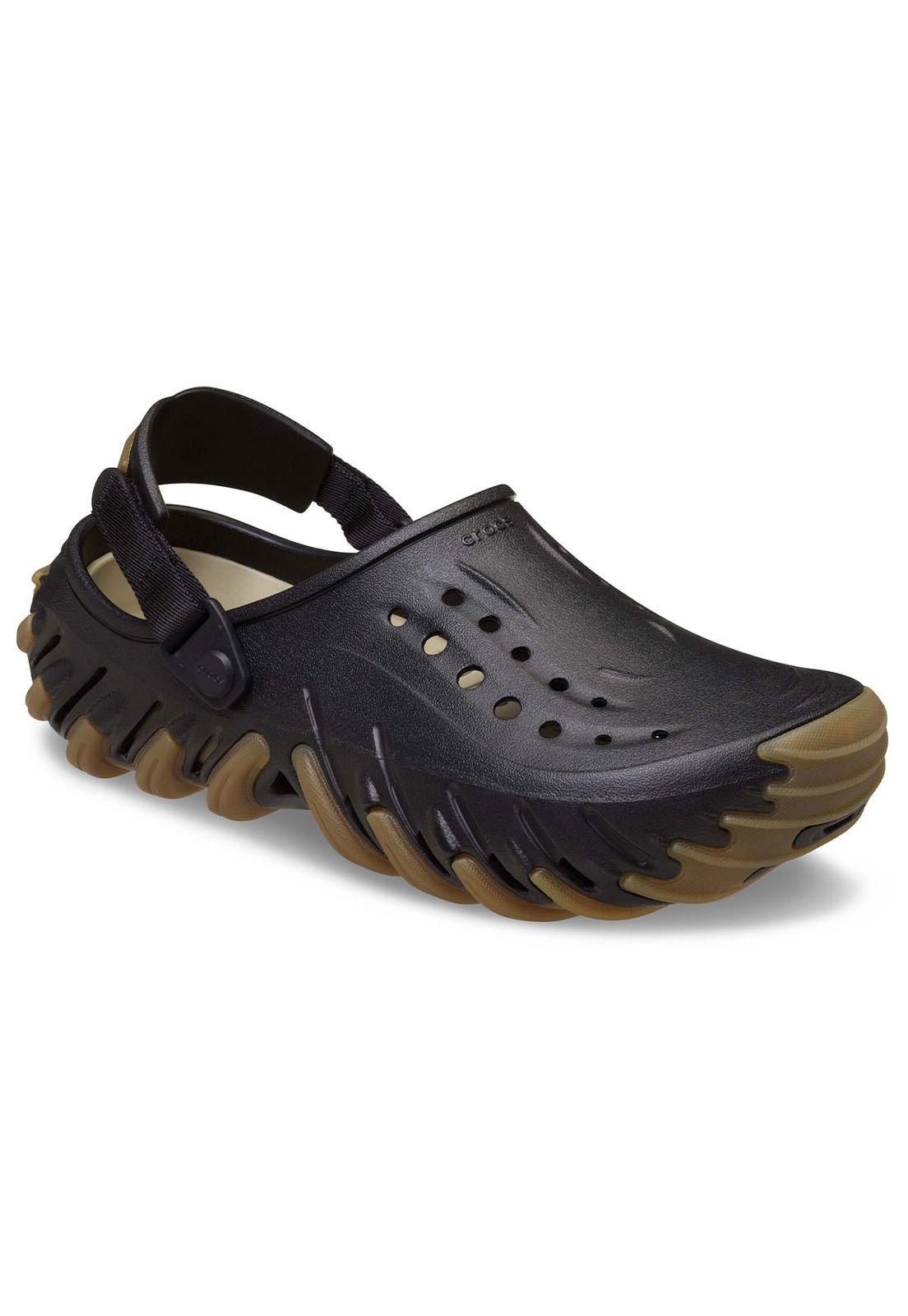 Zueco Crocs Hombre Echo Clog Negro Con Café-6