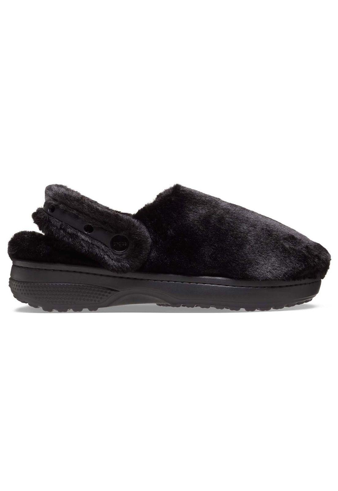 Zueco Crocs Mujer Unfurgettable Peludo Negro-0