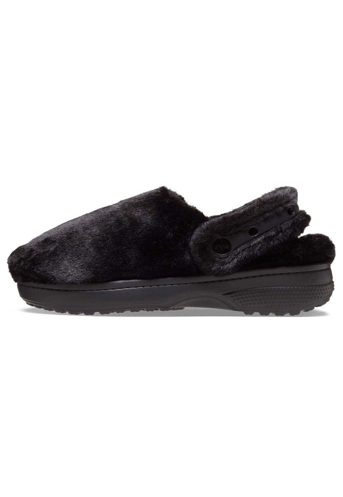 Zueco Crocs Mujer Unfurgettable Peludo Negro-1