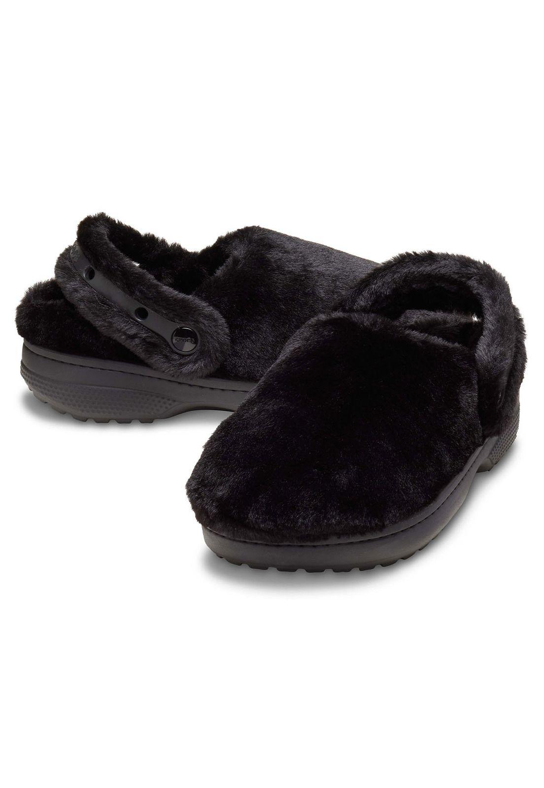 Zueco Crocs Mujer Unfurgettable Peludo Negro-2