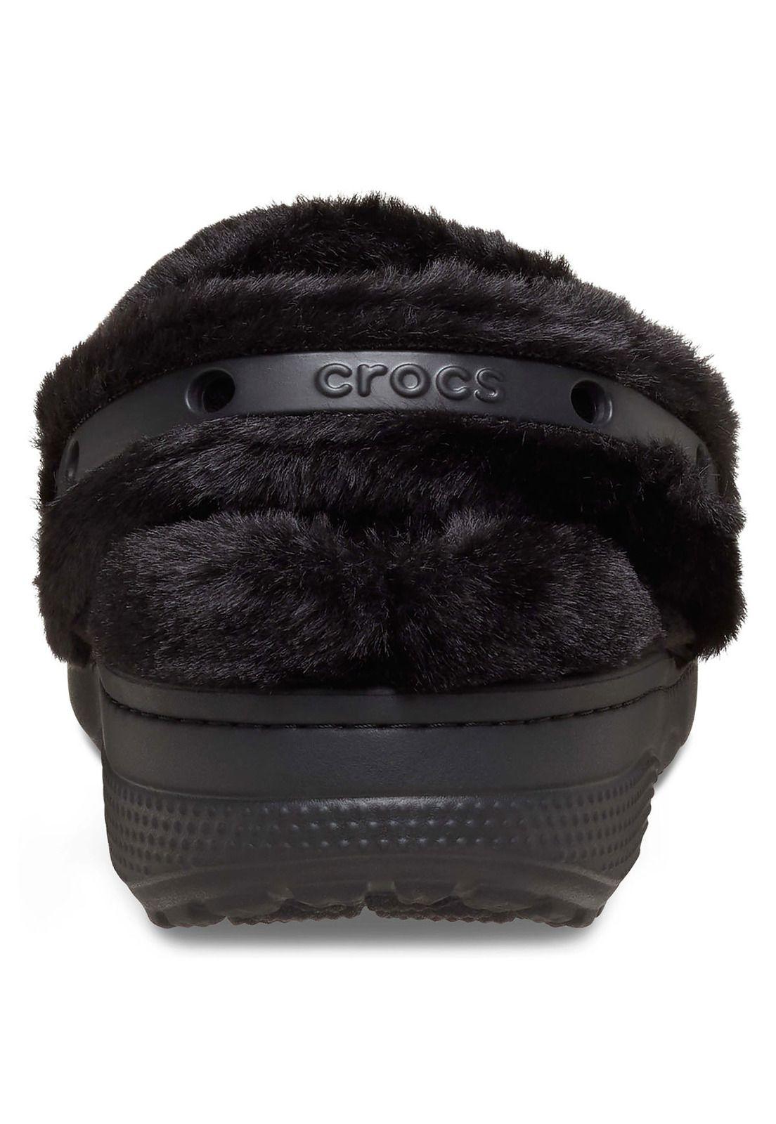 Zueco Crocs Mujer Unfurgettable Peludo Negro-6