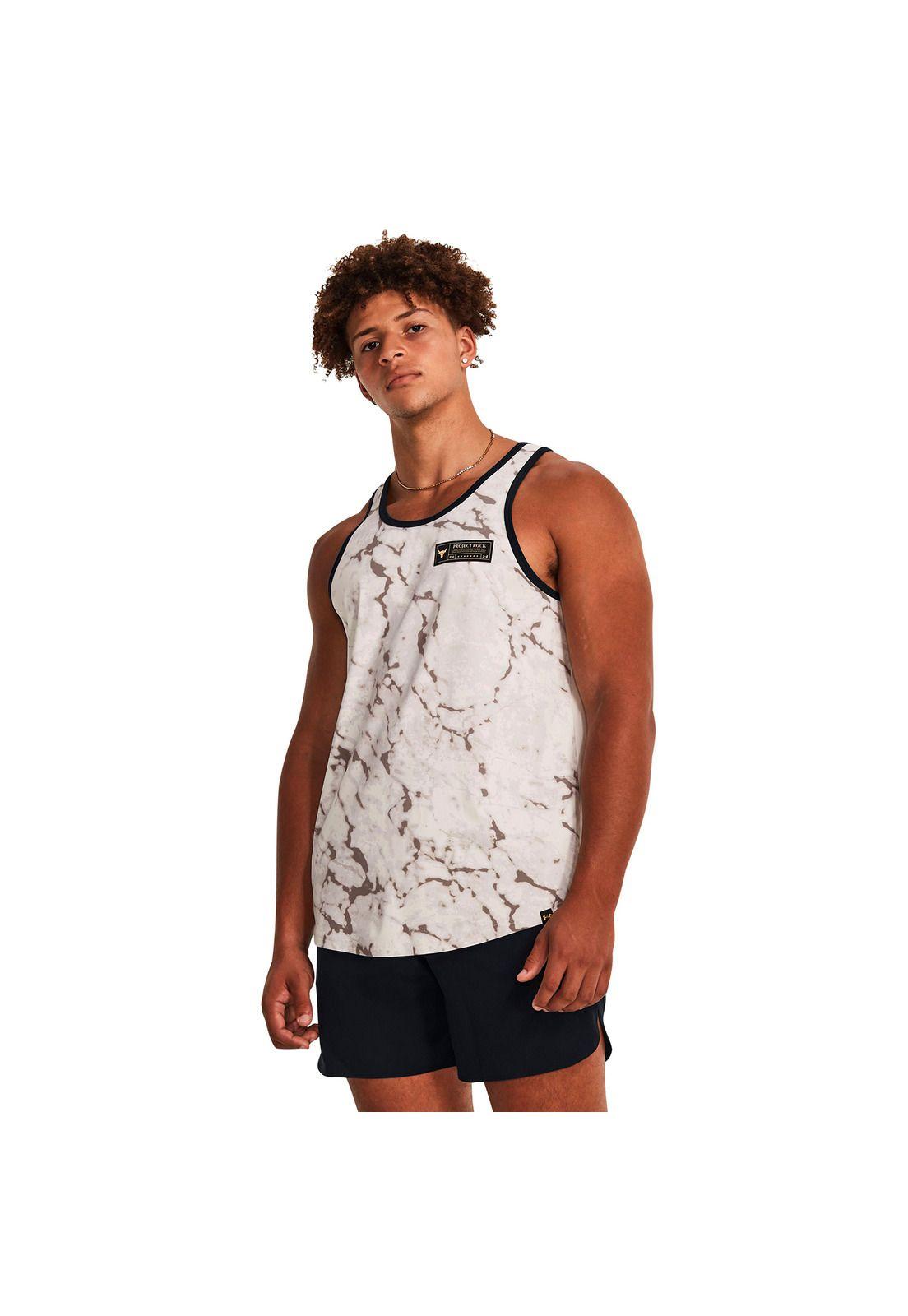 Polera S/M Train Project Rock Muscle Blanco Hombre-3