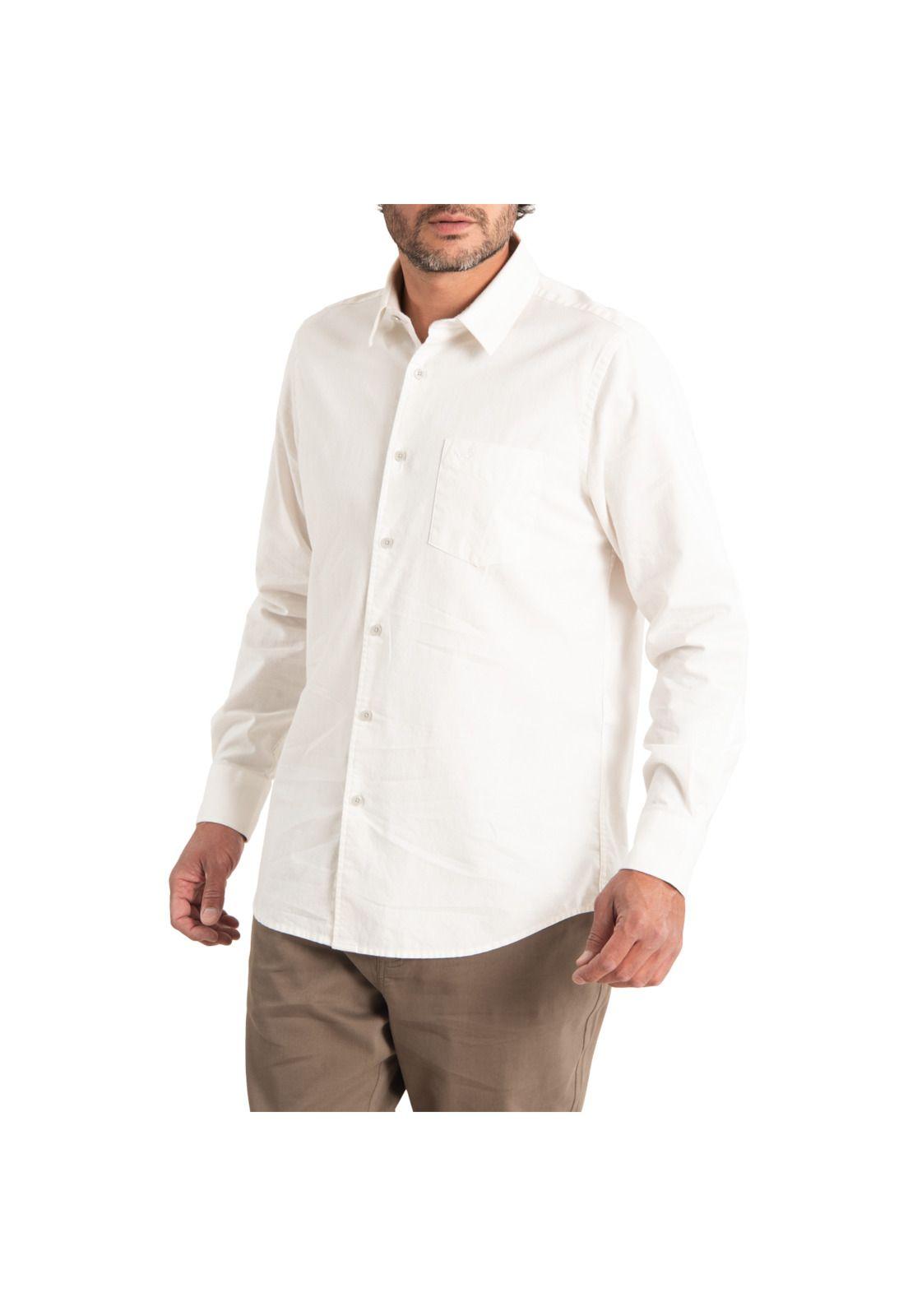 Camisa Hombre Algodón Orgánico Franel Blanco-0