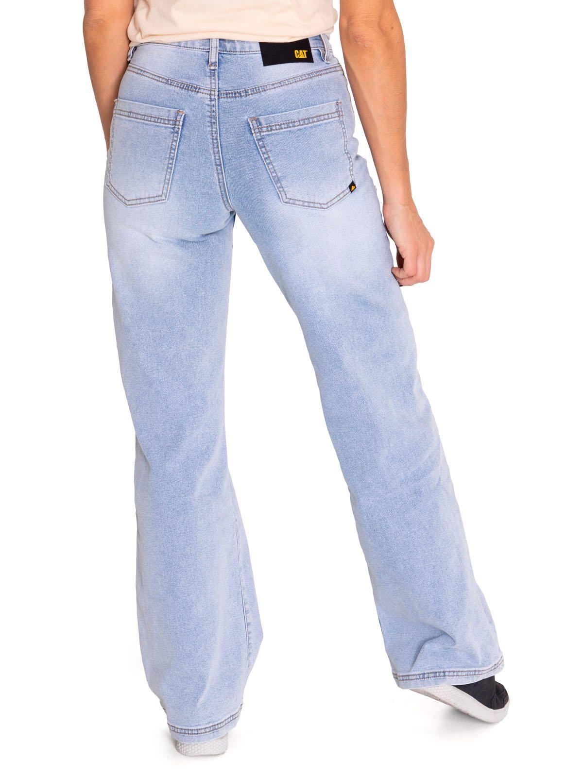 Jeans Wide Leg Mujer Triblend Stretch Denim Gris CAT-3