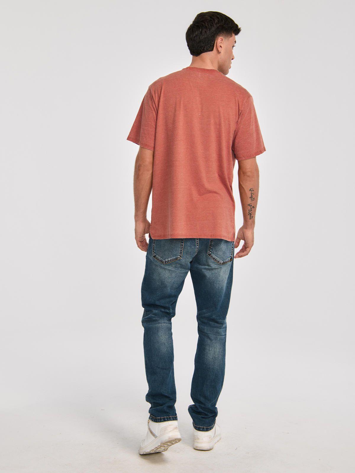 Polera Manga Corta Hombre Burnout S/S Henley Rojo-1