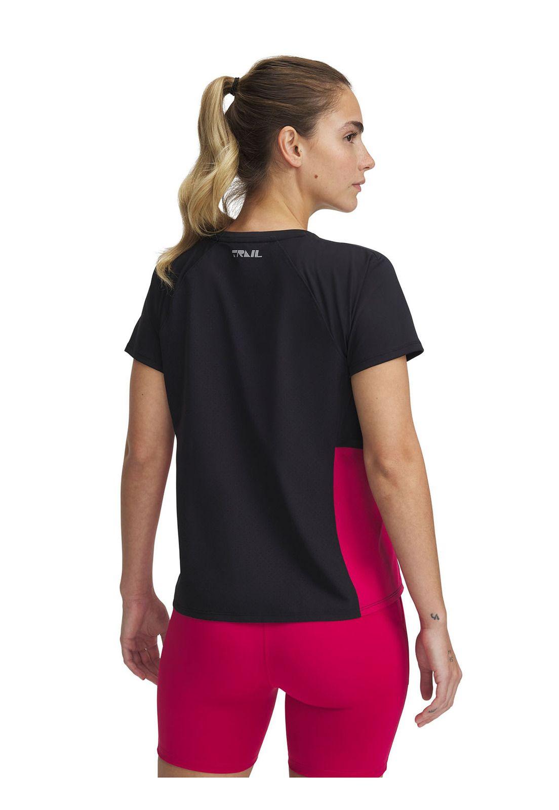 Polera Manga Corta Ua Trail Run Zip Negro Para Mujer-1
