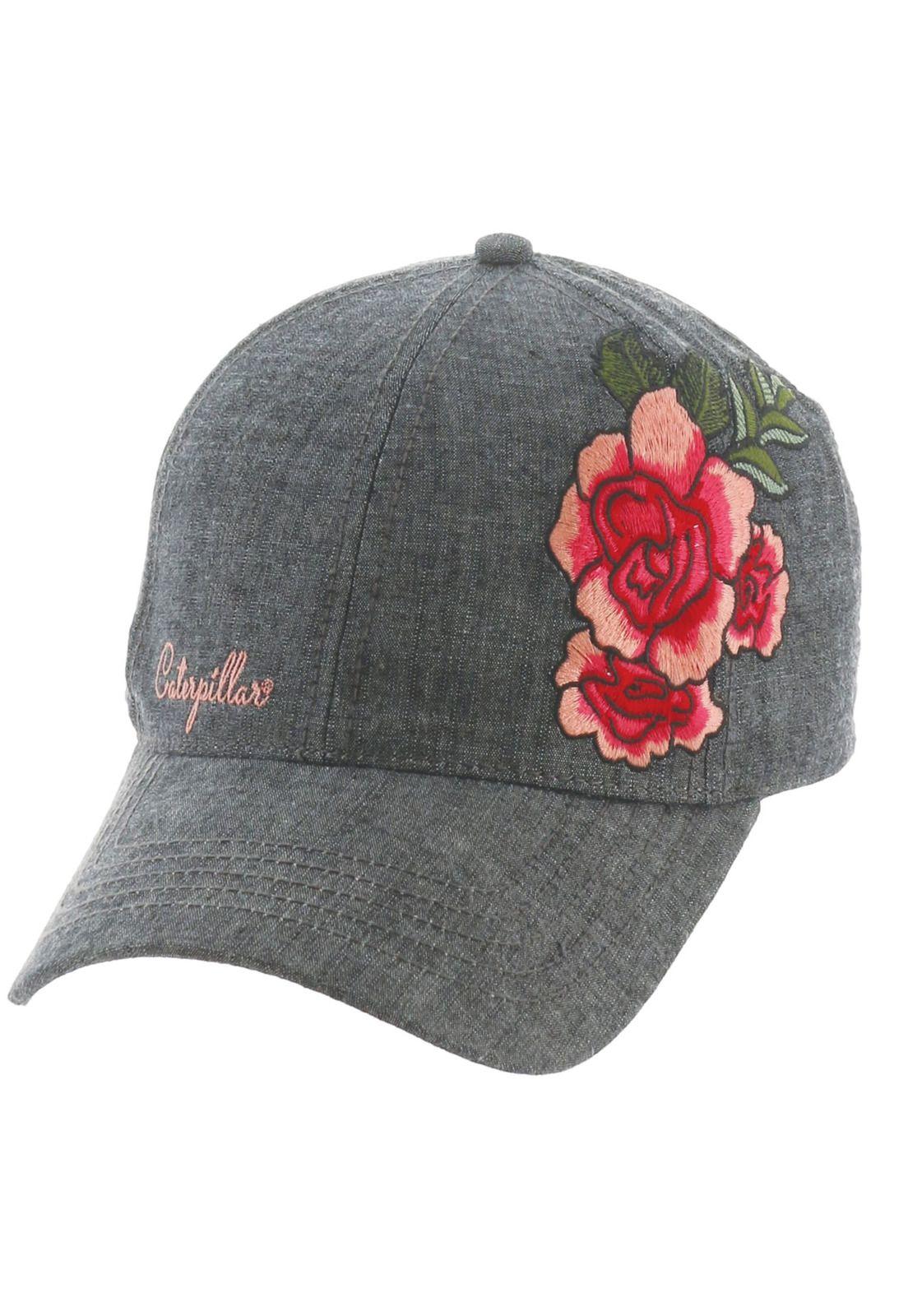 Jockey Mujer Rose Patch Hat Gris-0