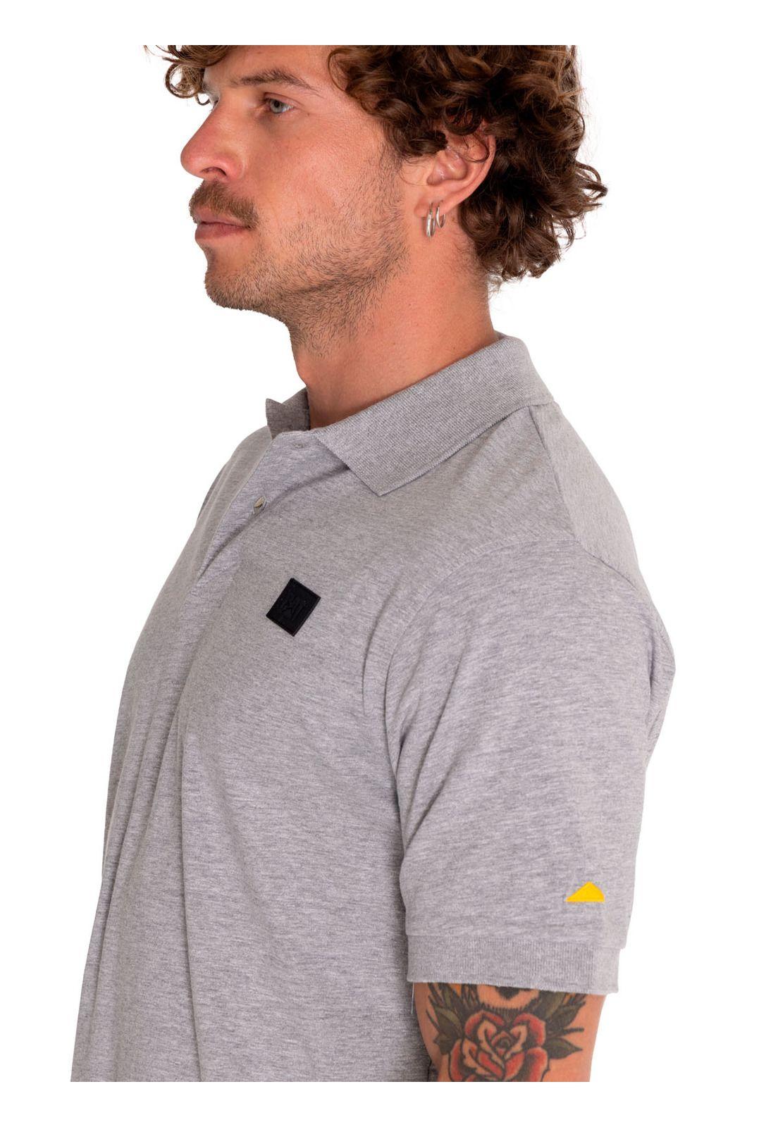 Polera Polo Casual Hombre Cat Logo Jersey Polo Gris-5